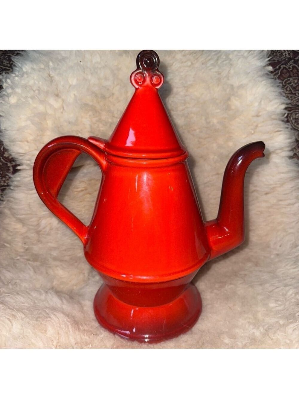 Vintage Metlox Poppytrail Red Rooster Coffee Tea Pot with Lid MCM Retro